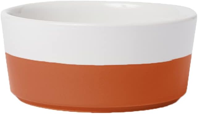 Waggo Dipper Ceramic Dog Bowl for Small and Large Breeds - Heavyweight and Durable Pet Food and Water Dish Crock, Dishwasher Safe, Modern (Teracotta, Medium)-Mewly Pet