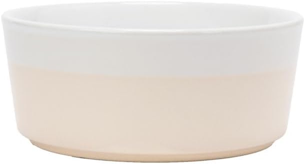 Waggo Dipper Ceramic Dog Bowl for Small and Large Breeds - Heavyweight and Durable Pet Food and Water Dish Crock, Dishwasher Safe, Modern (Small, Buttercream)-Mewly Pet
