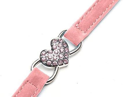 CHUKCHI Heart Bling Cat Collar with Safety Belt and Bell 8-11 Inches(Pink)-Mewly Pet
