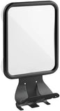 mDesign Large Modern Metal Suction Shaving Mirror Center for Bathroom Showers and Tubs - Holders for Shaving Cream and Razors - Matte Black
