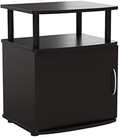 Furinno JAYA End Side Sofa Table/Nightstand with Door, 2-Pack, PVC Tubes, Black Wood