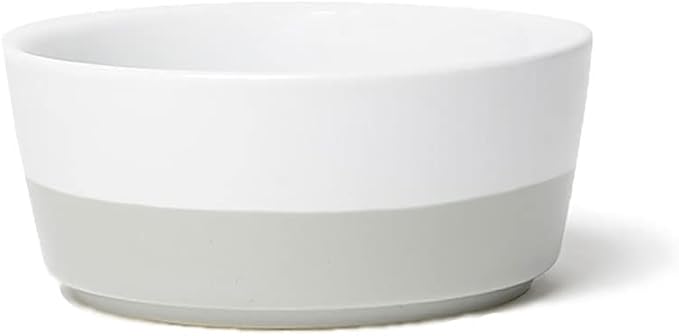 Waggo Dipper Ceramic Dog Bowl for Small and Large Breeds - Heavyweight and Durable Pet Food and Water Dish Crock, Dishwasher Safe, Modern (Light Grey, Medium)-Mewly Pet