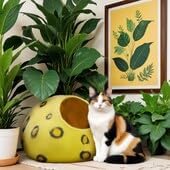 Woolygon Premium Felt Cat Cave Bed - Polka Dot Series - Wool Kitty Beds Handcrafted Kitten Caves Bed for Indoor Cats - Eco-Friendly Merino Wool, Foldable Cat Hideaway Cat Houses Pod-Mewly Pet