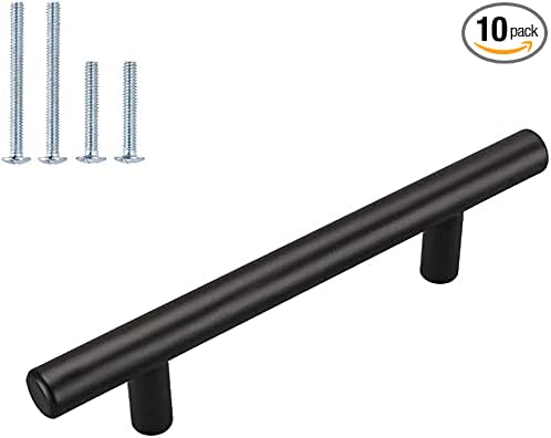 homdiy Black Drawer Pulls Cabinet Handles 10Pack - HD201BK Cabinet Door Handles 4-1/2 in Hole Centers Cabinet Hardware Modern Cabinet Pulls for Kitchen Cabintes
