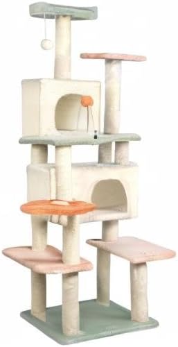 HYABi 59 Inch Flower Cat Tree Tower - Multi-Level Cat Condo with Plush Scratching Posts, Toy Balls, and Pet House, Indoor Play Platform for Large Adult Cats, Stylish Color Design-Mewly Pet