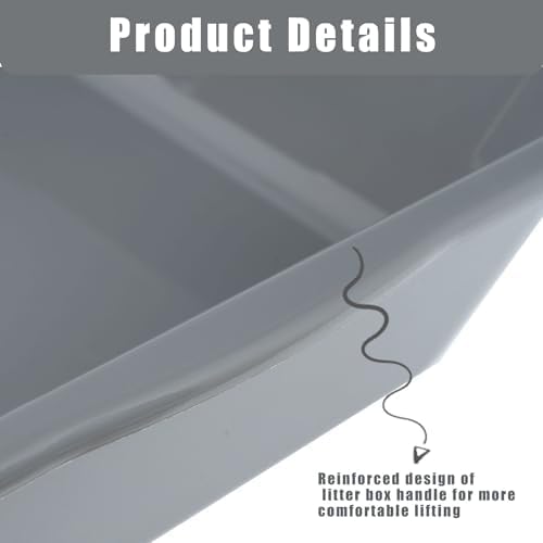 2 Pack of Extra Large Cat Litter Box (ABS Material), Low Entry Senior Litter Pen for Geriatric Kitty Big Cats, Jumbo Pet Safe Litter Boxes Tray for Indoor Pets Potty (Dark Blue, 24"L x 20"W)-Mewly Pet