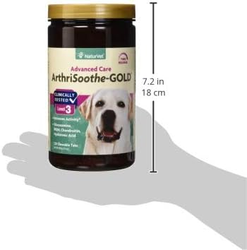 NaturVet – ArthriSoothe-GOLD – Level 3 Advanced Joint Care | Clinically Tested to Support Connective Tissue, Cartilage Health & Joint Movement | Enhanced with Glucosamine, MSM, Chondroitin & Green Lipped Mussel | For Dogs & Cats | 120 Chewable Tablets-Mewly Pet