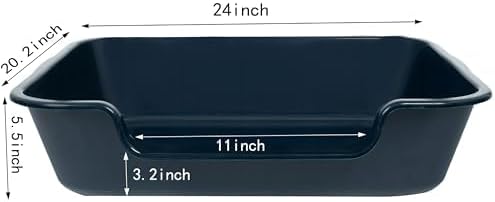 2 Pack of Extra Large Cat Litter Box (ABS Material), Low Entry Senior Litter Pen for Geriatric Kitty Big Cats, Jumbo Pet Safe Litter Boxes Tray for Indoor Pets Potty (Dark Blue, 24"L x 20"W)-Mewly Pet