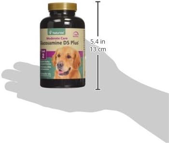 NaturVet Glucosamine DS Plus Level 2 Moderate Care Joint Support Supplement for Dogs and Cats, Chewable Tablets Time Release, Made in The USA, 60 Count-Mewly Pet