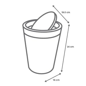 Modern Trash Can with Bamboo Lid, 5 Color Options, 24 cm Height, 19.5 cm Width (Light Blue)
