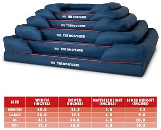 The Dog’s Bed Orthopedic Dog Bed XL Blue Oxford with Red Trim UK Flag Dog Bed 43.5x34, Memory Foam, Pain Relief: Arthritis, Post Surgery, Lameness, Veterinary Approved, Waterproof Washable Cover-Mewly Pet
