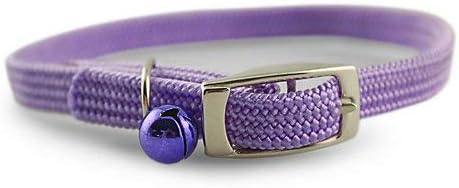 Kool Kat Elastic Cat Safety Collar with Bell, Lavender, 12"-Mewly Pet