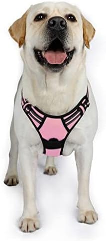 rabbitgoo Dog Harness No Pull with 2 Leash Clips, Adjustable Soft Padded, Reflective Oxford No Choke Pet Vest with Easy Control Handle for Large Dogs, Pink, XL-Mewly Pet