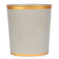 Jaye's Studio Mattie Oval Waste Basket for Bathroom Decorative, Gold Trim & Finish, Hand-Painted, Handcrafted Metal Wastebasket, Garbage Bin & Trash Bin for Bedroom, Office, 12" x 10" x 8" (Taupe)