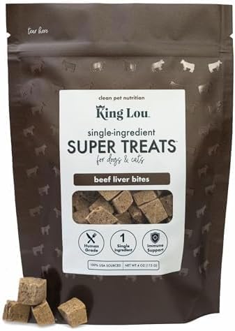 King Lou Pets - Beef Liver Dog Treats - Freeze Dried Liver Treats For Dogs and Cats - USA-Made Dog and Cat Treats - Rich in Iron, Vitamins and Nutrients For Immune Health - 1 lb Prior to Freeze-Drying-Mewly Pet
