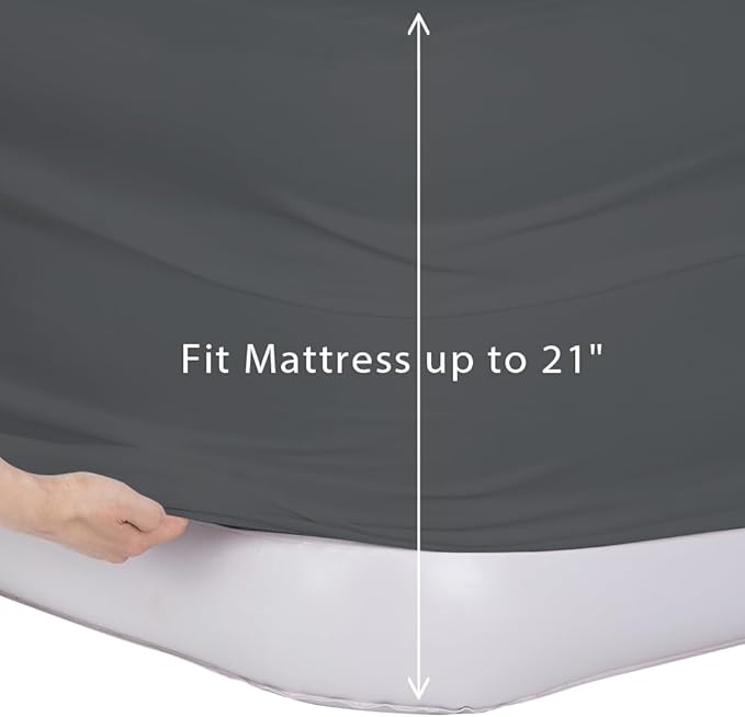 Bedecor Air Bed Sheets for Mattress Cover Removable Bed and Elastic Band Super Soft and Breathable & Deep up to 21" Dark Gray Full