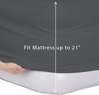 Bedecor Air Bed Sheets for Mattress Cover Removable Bed and Elastic Band Super Soft and Breathable & Deep up to 21" Dark Gray Queen