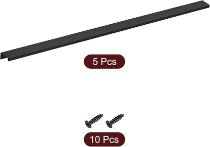 uxcell Cabinet Finger Edge Pull, 5pcs 600mm / 23.62" Aluminum Alloy Back Mount Hidden Cabinet Pulls Concealed Handle for Home Kitchen Drawer Cabinet, Black