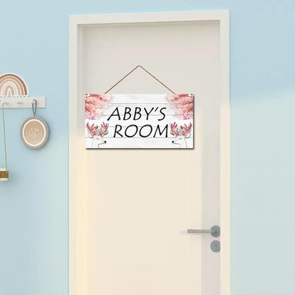 Personalized Unicorn Plaque, Magical Unicorn Sign, Kids Room Custom Name Door Wall Decor, Floral Nursery Art Plate, 5"x10" (12.5x25cm) Wooden Sign
