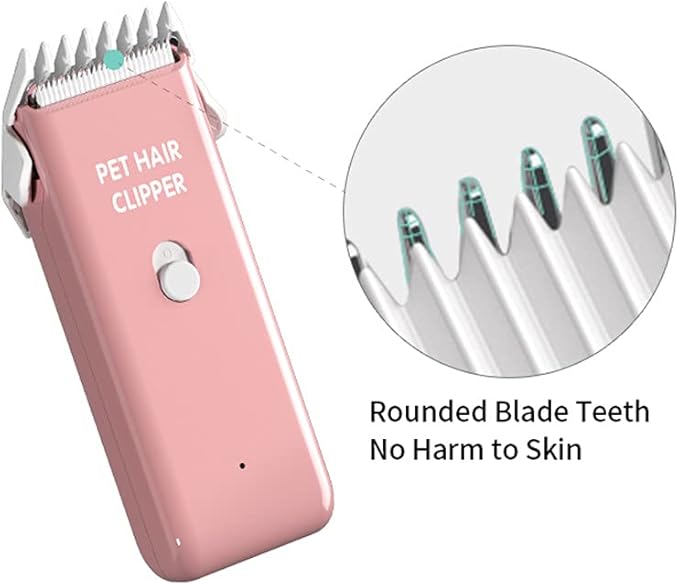 Dog Clippers,Quiet Washable USB Rechargeable Cordless Dog Grooming Kit,Electric Pets Hair Trimmers Shaver Shears for Dogs and Cats Pink-Mewly Pet