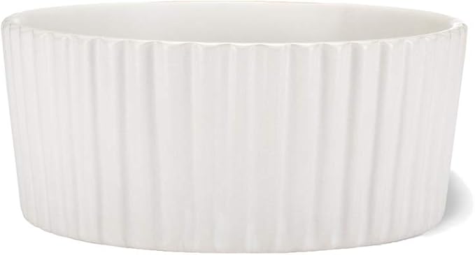 Waggo Ripple Ceramic Dog Bowl for Medium and Large Breeds - Modern with Matte Finish, Heavyweight Durable Pet Food and Water Dish Crock, Dishwasher Safe (Small, White)-Mewly Pet