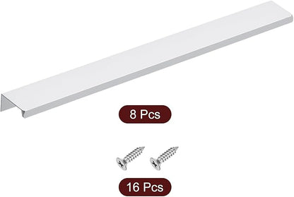 uxcell Cabinet Finger Edge Pull, 8pcs 300mm / 11.81" Aluminum Alloy Back Mount Hidden Cabinet Pulls Concealed Handle for Home Kitchen Drawer Cabinet, Silver