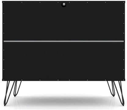 Manhattan Comfort Rockefeller 3 Drawer Dresser for Bedroom Storage, Nursery, Closet, Living Room, Entryway, TV Stand for Screens up to 32 Inches, Anti-Tip Kit Included, Set of 1, Black