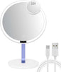 9.65-inch Lighting Makeup Mirror, 1x / 10x,Touch Control,3-Color Adjustable,Metal Stand,up and Down Adjustable Makeup Mirror, High Color Rendering, Eye-Protecting Light Source,Ultramarine