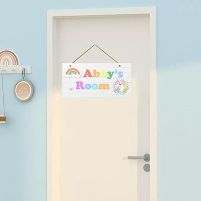 Personalized Sign, Magical Unicorn Sign, Rainbow Unicorn Kids Room Custom Name Door Wall Decor, Floral Nursery Art Girls Room Boys Bedroom Little Man Cave