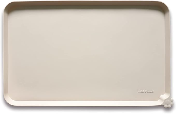 Hoki Found XX-Large Silicone Pet Food Mats - Non Slip Cat Dog Bowl Placemats - Waterproof Feeding Mats - Suitable for Carpet - Papayawhip-Mewly Pet