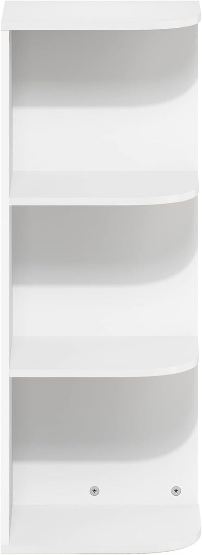 Furinno PASIR Book Shelf, 3-Tier Corner Bookshelf, Open Shelves Bookcase 9.3" x 12" x 31.5", for Living Room, Bedroom, Home Office, White