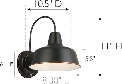 Mason Barn Light 1 Indoor/Outdoor Wall Mount Modern Industrial Farmhouse Design House Light for Patio, Garage, Bathroom, Office, Kitchen, 8 inch, Oil Rubbed Bronze, 519504