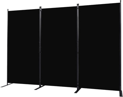 Room Divider, 3 Panel Folding Privacy Screens with Wider Support Feet, 6 Ft Portable Room Partition for Room Separator, 102" W X 71" H, Black