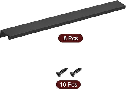 uxcell Cabinet Finger Edge Pull, 8pcs 300mm / 11.81" Aluminum Alloy Back Mount Hidden Cabinet Pulls Concealed Handle for Home Kitchen Drawer Cabinet, Black