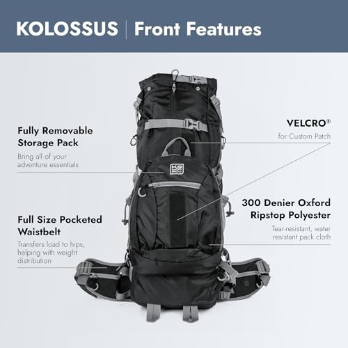K9 Sport Sack Kolossus - X-Large, Black - The Big Dog Backpack - Ideal for Dogs 23-25” Long - Fully Adjustable Pet Carrier - Doubles as a Professional-Grade 60L Hiking Pack-Mewly Pet