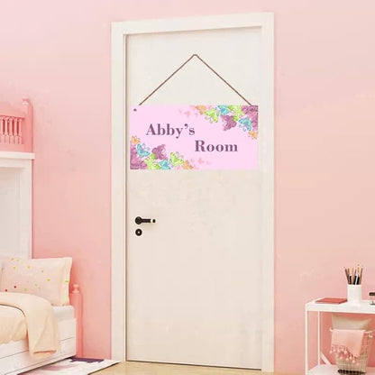 Personalized Cute Butterfly Sign for Little Man Cave Colorful Cartoon Wall Hanging Plaque Sign for Kids Room Floral Nursery Art Plate For Boys Room Girls Bedroom