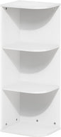 Furinno PASIR Book Shelf, 3-Tier Corner Bookshelf, Open Shelves Bookcase 9.3" x 12" x 31.5", for Living Room, Bedroom, Home Office, White