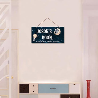 Personalized Signs Astronaut Sign For Boys Room Wall Art Decoration Exquisite Decorative Signs Custom Name for Kids Room Wall Art Decor Outer Space Theme Decor Nursery Decor For Little Man Cave