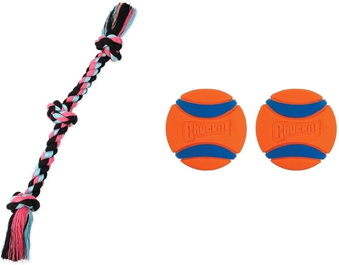 Mammoth Flossy Chews Rope Tug + Chuckit! Ultra Ball Dog Toy-Mewly Pet