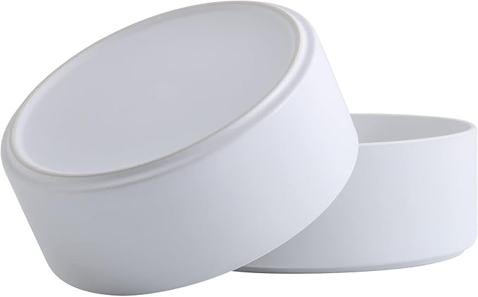 White Dog Bowl Ceramic for Medium Large Breed, Heavy Weighted Dog Food Water Feeder Dish, Non - Slip Modern Cute Extra Big Porcelain 8 in Pet Bowl Maze-Mewly Pet