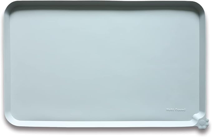 Hoki Found Large Silicone Pet Food Mats Tray - Non Slip Pet Dog Cat Bowl Mats Placemat - Dog Pet Cat Feeding Mat - Waterproof Dog Cat Food Mats -Pet Water Mats for Floors - Battleship-Mewly Pet