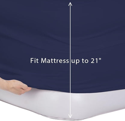 Bedecor Air Bed Sheets for Mattress Cover Removable Bed and Elastic Band Super Soft and Breathable & Deep up to 21" Blue Full