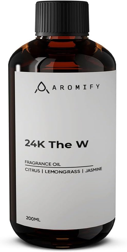 24K The W Diffuser Oil, 6.7 FL Oz, 200 mL, Luxury Hotel Scent for Home, Bathroom, Spa & Office, Hotel Aroma, Natural Essential Oil, Citrus & Lemongrass.