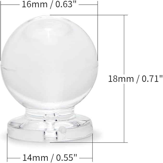 MroMax 12 Pcs Tiny Pull Handle Round Acrylic Mini Knob 16mm Diameter Clear Shiny Knob Cute Decoration for Jewelry Box, Gift Case and Makeup Box