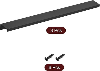 uxcell Cabinet Finger Edge Pull, 3pcs 300mm / 11.81" Aluminum Alloy Back Mount Hidden Cabinet Pulls Concealed Handle for Home Kitchen Drawer Cabinet, Black