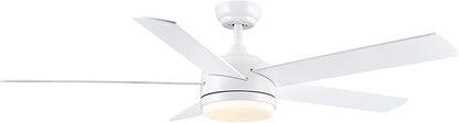 YUHAO 60 Inch White Ceiling Fan with Light and Remote Control.Noiseless,Dimmable,3CCT,6 Speeds Reversible, DC Ceiling Fans for Indoor or Covered Outdoor