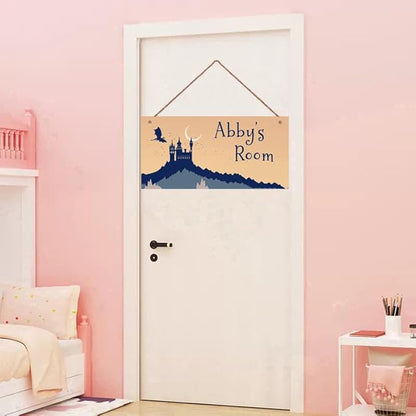 Personalized Castle and Flying Dragon Sign Wall Art Decor For Kids Room Custom Name Rerto Door Décor For Little Man Cave Girls Bedroom Home Kitchen Garden Yard