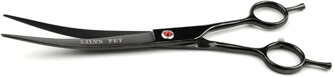 LILYS PET Professional PET Grooming scissors Kit,Coated Titanium,Sharp and Strong Stainless Steel Blade for Dogs Cats Hair Cutting,3 Pieces of Scissors with a Comb and a Case (7.5 inches, Black)-Mewly Pet