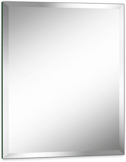 16"x20" Frameless Rectangle Wall Mirror with 1 inch Beveled Edge for Bathroom Vanity