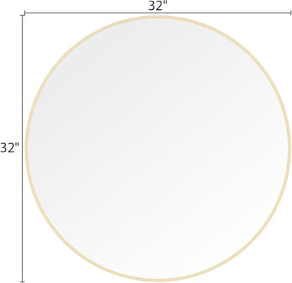 WallBeyond 32 inch Round Mirror Gold Large Circle Wall Mirror for Bathroom with Metal Framed, Round Wall Mirror for Wall Decor, Vanity, Entryway Living Room